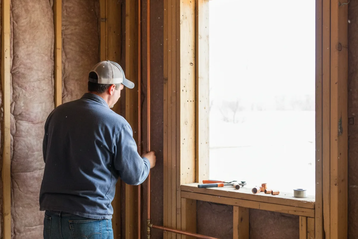 Licensed plumber running new copper supply lines in a Coalgood home