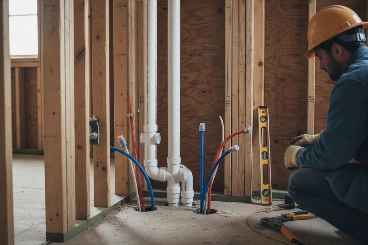 Drain and supply rough-in during Drain Cleaning in Coalgood